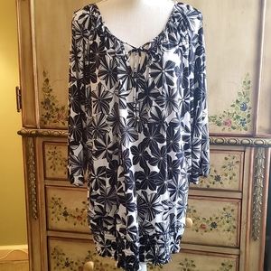 LANE BRYANT Top Blouse 14/16 Black & White Floral
